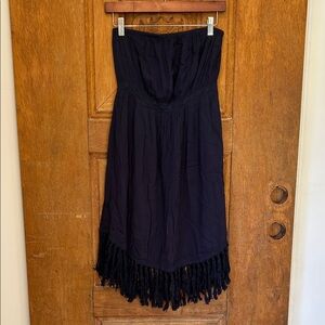 Leshop Blue Strapless Summer Dress size medium with tassels.